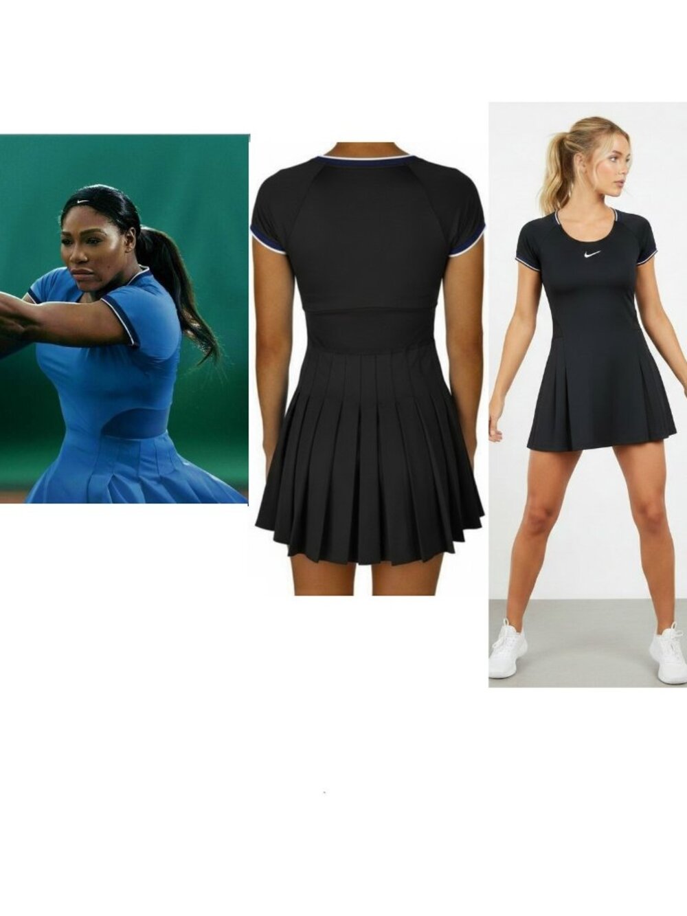 Nwt NIKE Serena Williams BLACK Tennis Dress pleated skirt M Medium BLACK